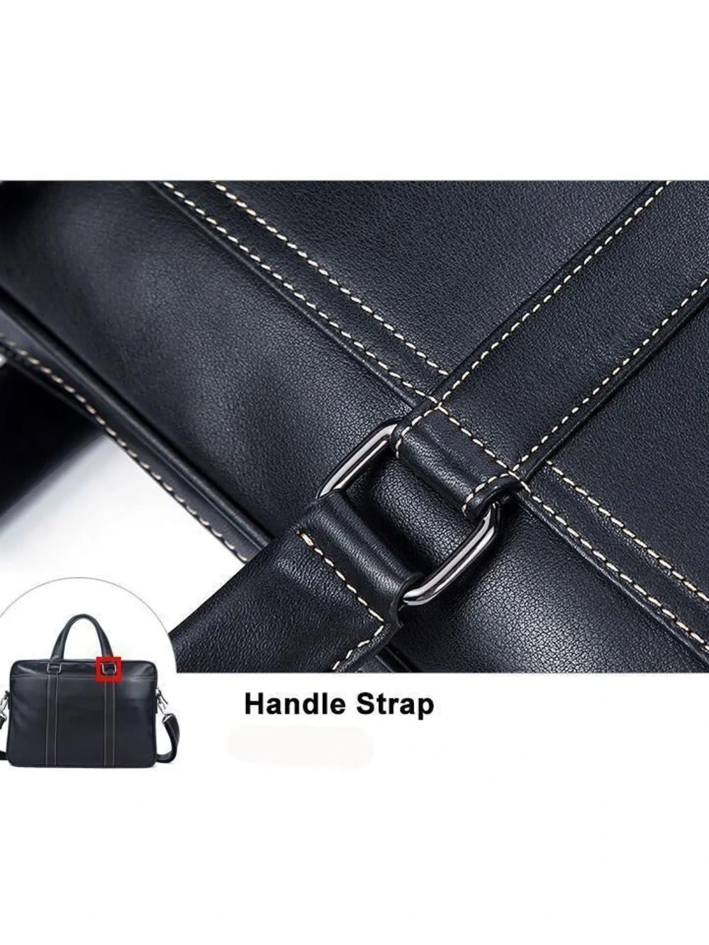 Men's Black Leather Briefcase Messenger Bag - Classic Professional Carry